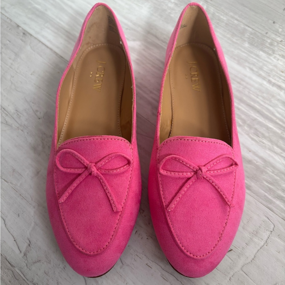 J. Crew Factory Intense Pink Bow Loafers Size 6